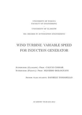 Wind Turbine: Variable Speed for Induction Generator