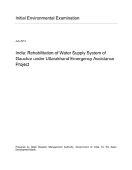 India: Rehabilitation of Water Supply System of Gauchar Under Uttarakhand Emergency Assistance Project