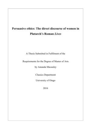 The Direct Discourse of Women in Plutarch's Roman Lives