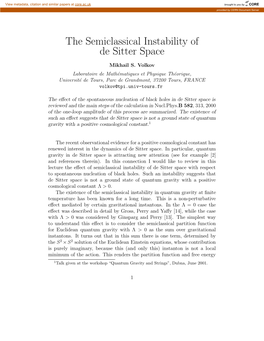 The Semiclassical Instability of De Sitter Space