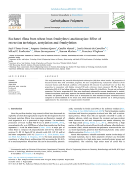 Bio-Based Films from Wheat Bran Feruloylated Arabinoxylan: Effect of Extraction Technique, Acetylation and Feruloylation