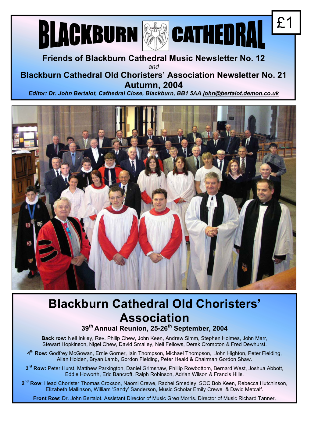 Blackburn Cathedral Newsletter Oct 2004