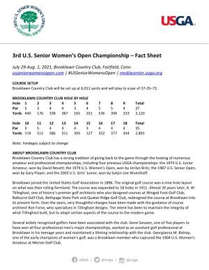 3Rd U.S. Senior Women's Open Championship – Fact Sheet