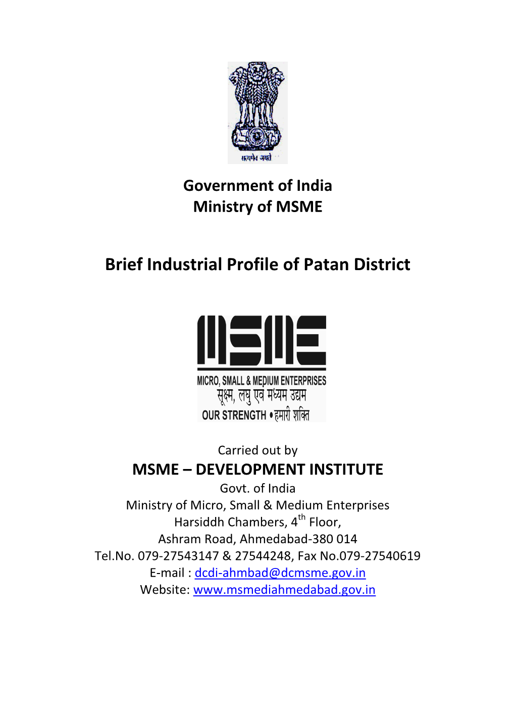 Brief Industrial Profile of Patan District