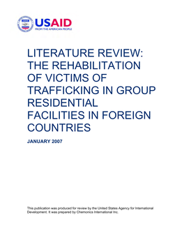 Literature Review: the Rehabilitation of Victims of Trafficking in Group Residential Facilities in Foreign Countries