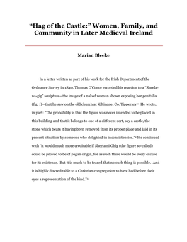 Women, Family, and Community in Later Medieval Ireland