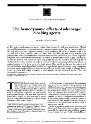 The Hemodynamic Effects of Adrenergic Blocking Agents