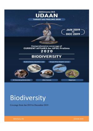 Biodiversity Coverage from Jan 2019 to December 2019