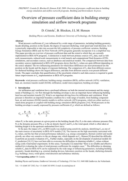 Overview of Pressure Coefficient Data in Building Energy Simulation and Airflow Network Programs