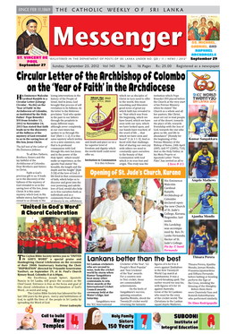 Circular Letter of the Archbishop of Colombo on the 'Year of Faith'