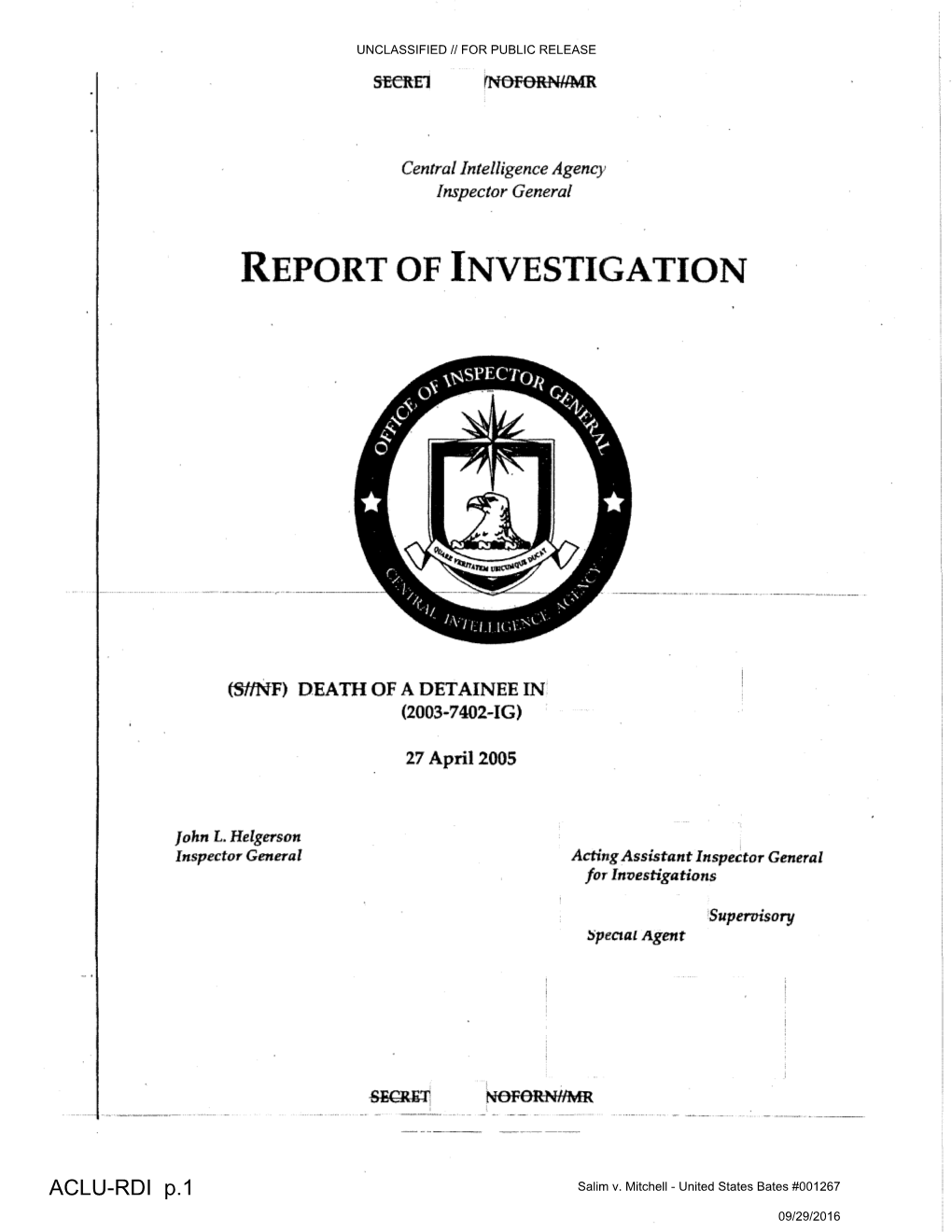 Report of Investigation