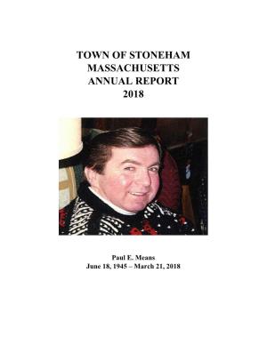 Town of Stoneham Massachusetts Annual Report 2018