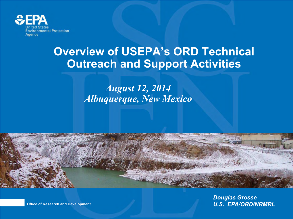 Overview of USEPA's ORD Technical Outreach and Support Activities