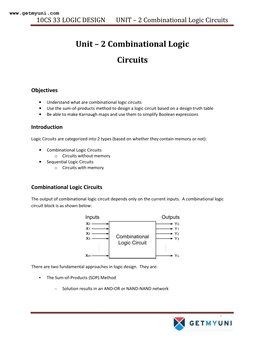 2 Combinational Logic Circuits