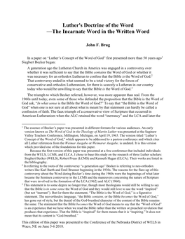 The Incarnate Word in the Written Word