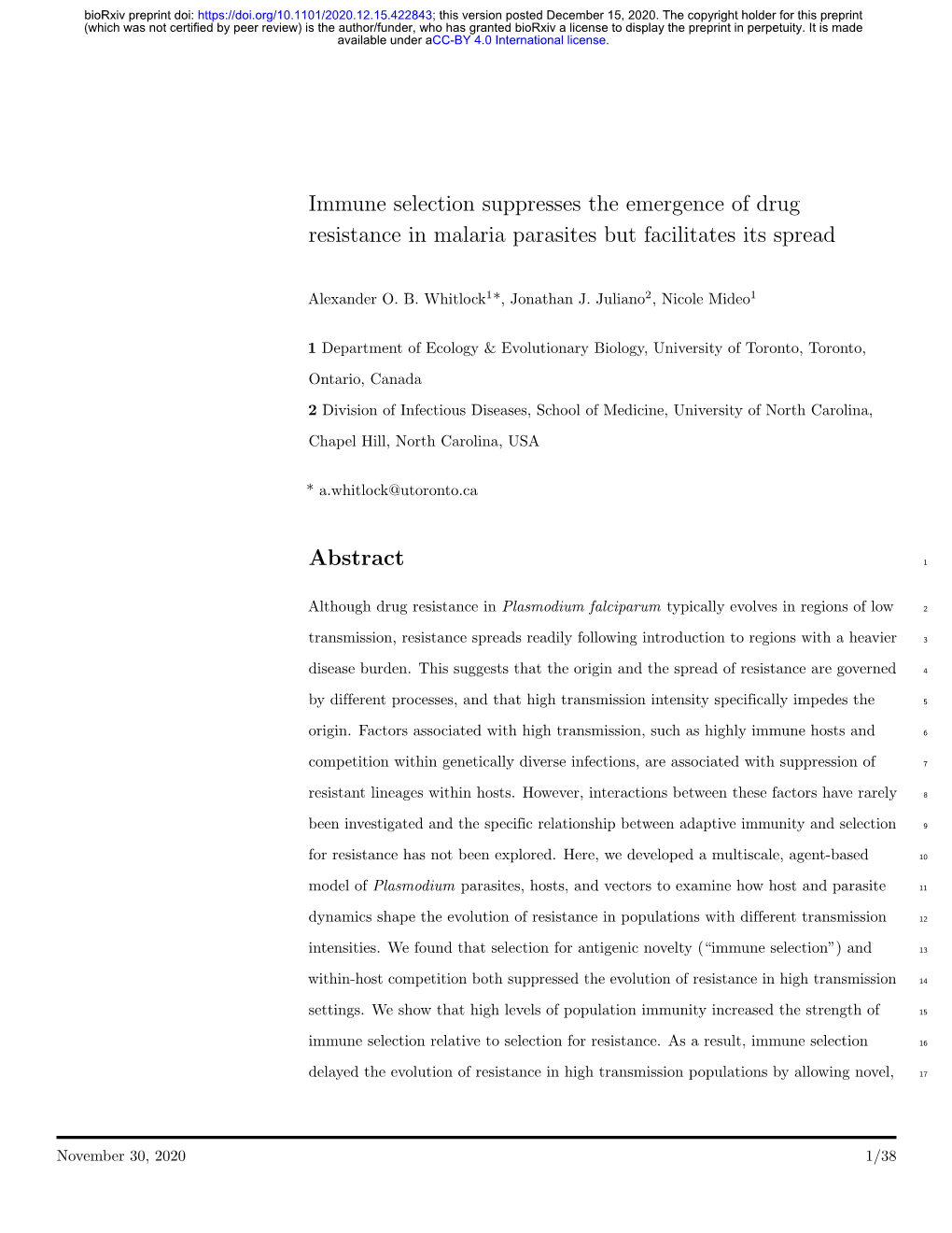 Immune Selection Suppresses the Emergence of Drug Resistance in Malaria Parasites but Facilitates Its Spread