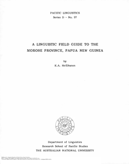 A Linguistic Field Guide to the Morobe Province, Papua New Guinea