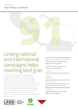 Linking National and International Campaigns Helps Reverting Land Grab