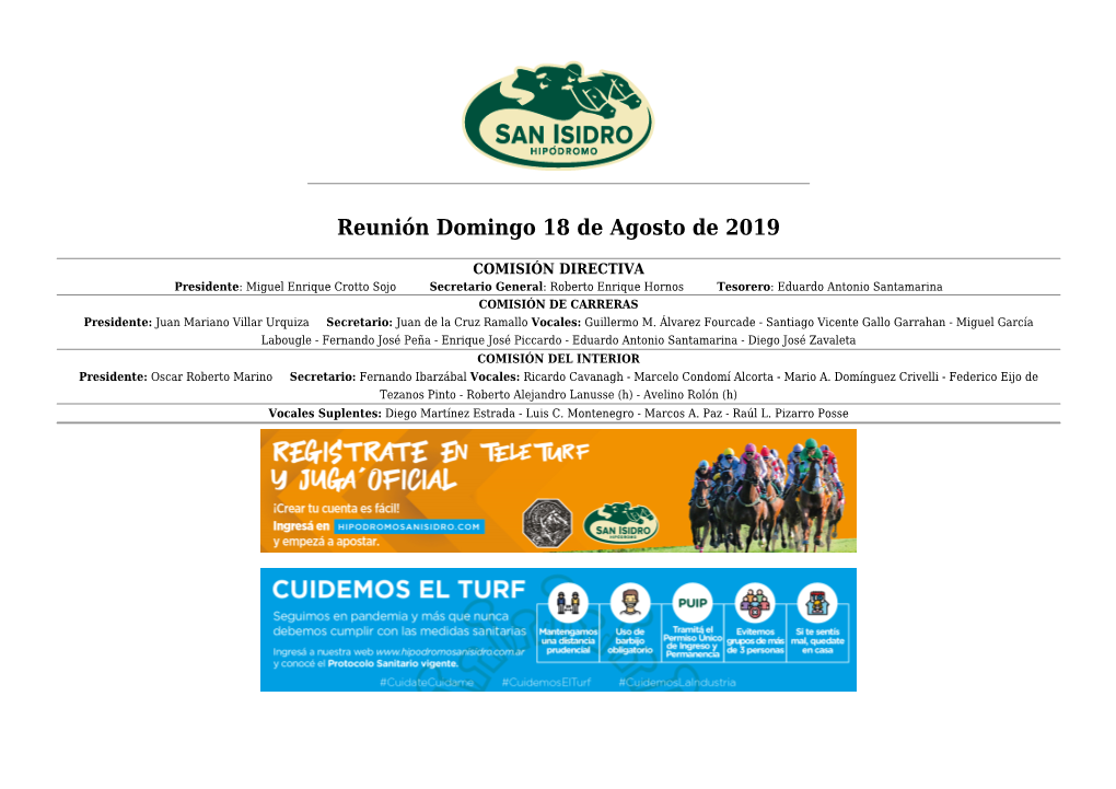 Reunión Domingo 18 De Agosto De 2019