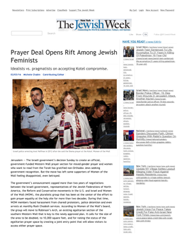 Prayer Deal Opens Rift Among Jewish Feminists