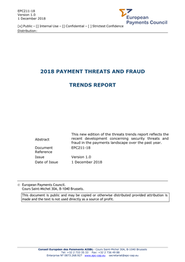 2018 Payment Threats and Fraud Trends Report (EPC211-18V1.0)