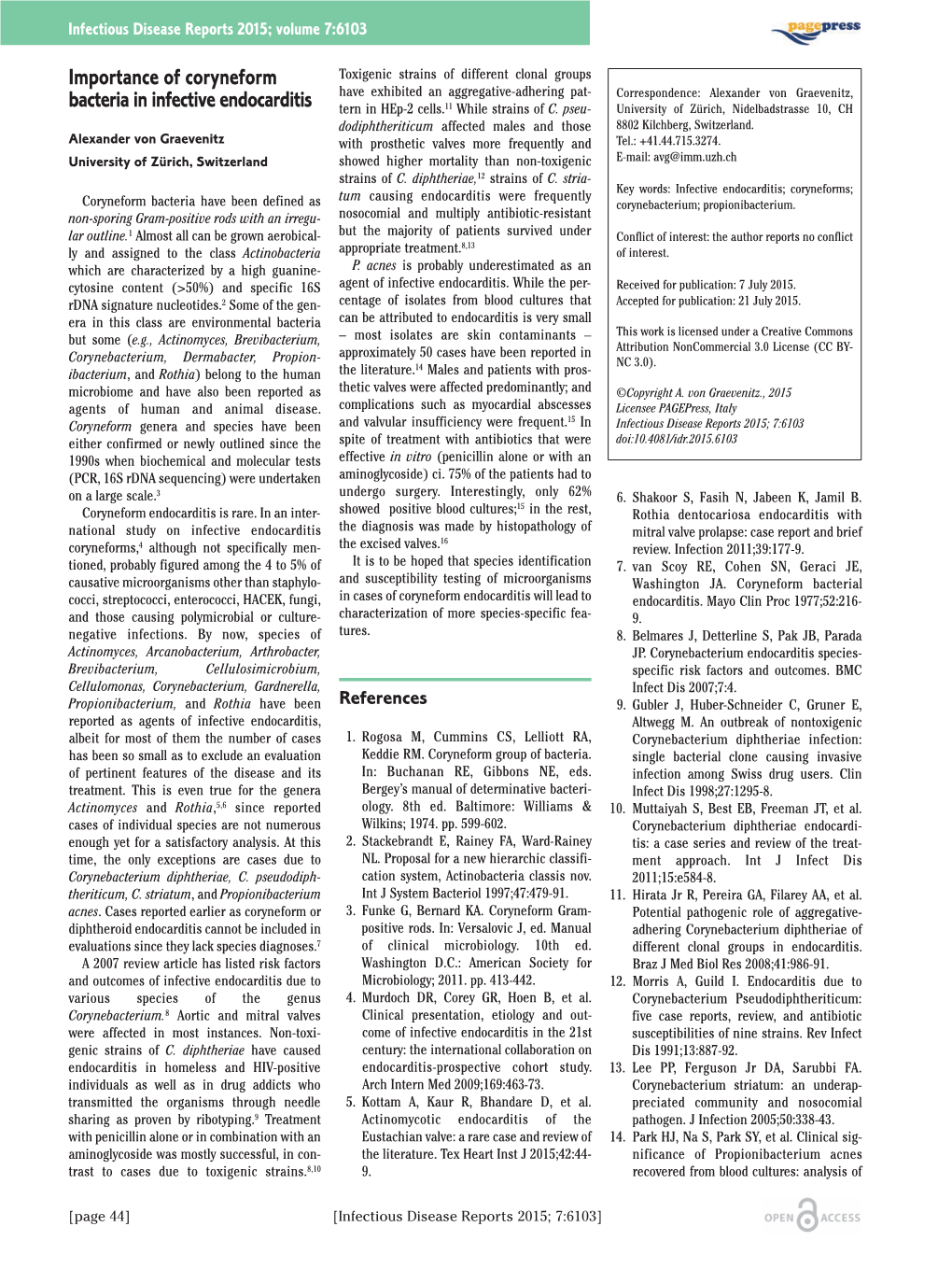 Importance of Coryneform Bacteria in Infective Endocarditis