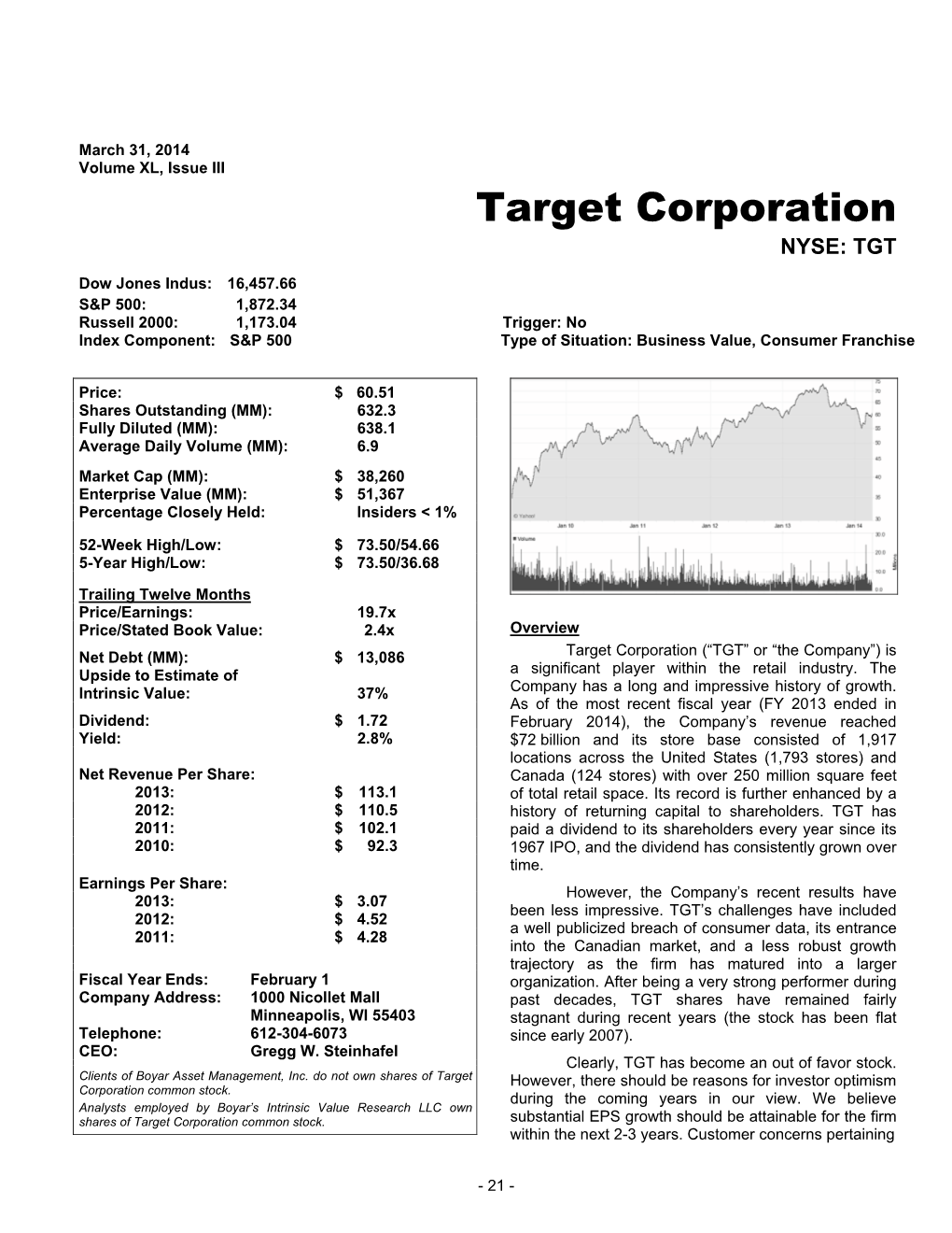 Target Corporation NYSE: TGT