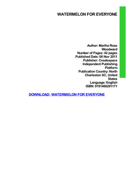 Watermelon for Everyone Pdf Free Download