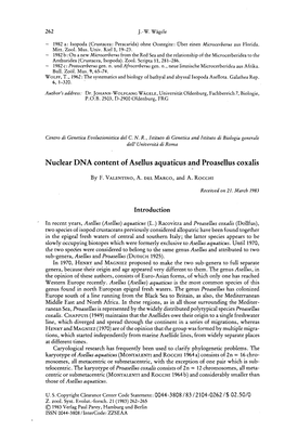 Nuclear DNA Content of Asellus Aquaticus and Proasellus Coxalis