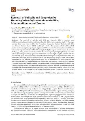 Removal of Salicylic and Ibuprofen by Hexadecyltrimethylammonium-Modified Montmorillonite and Zeolite