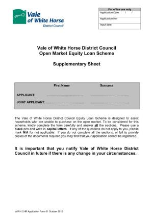 Vale of White Horse District Council Open Market Equity Loan Scheme