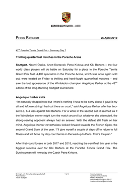 Press Release 26 April 2019