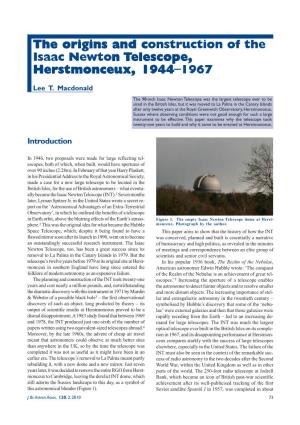 The Origins and Construction of the Isaac Newton Telescope, Herstmonceux, 1944−1967