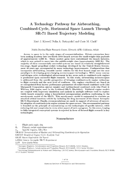 A Technology Pathway for Airbreathing, Combined-Cycle, Horizontal Space Launch Through SR-71 Based Trajectory Modeling