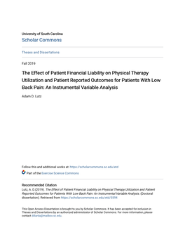 The Effect of Patient Financial Liability on Physical Therapy Utilization And