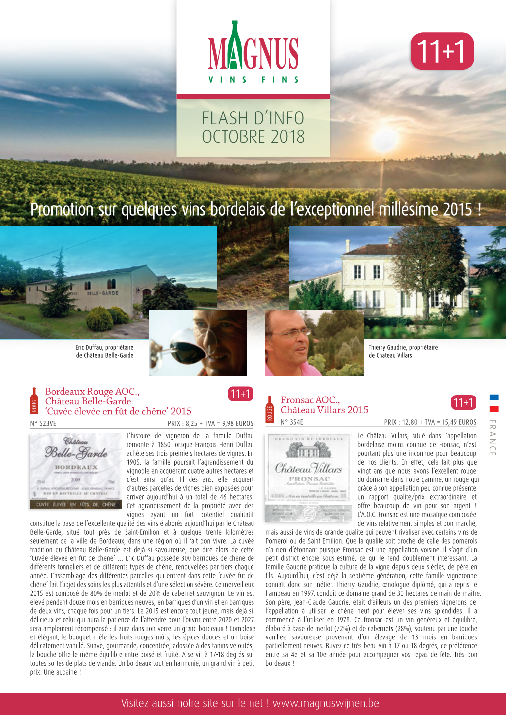 FLASH D'info OCTOBRE 2018 Promotion Sur Quelques Vins