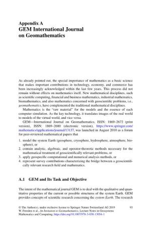 GEM International Journal on Geomathematics