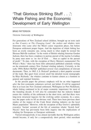Whale Fishing and the Economic Development of Early Wellington