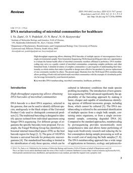 DNA Metabarcoding of Microbial Communities for Healthcare I