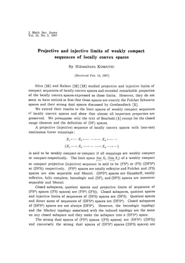 Projective and Injective Limits of Weakly Compact Sequences of Locally Convex Spaces by Hikosaburo KOMATSU