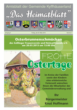 Amtsblatt Der Gemeinde Kyffhäuserland