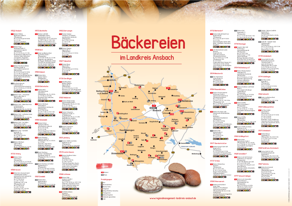 Im Landkreis Ansbach Öffnungszeiten Café: Bauernlaib, Brote Aus Natursauer­ 35 Herzog Gmbh & Co.KG Lebkuchen Bio-Roggen, Mohnkuchen, Dinkel- 91607 Gebsattel Di.-Fr