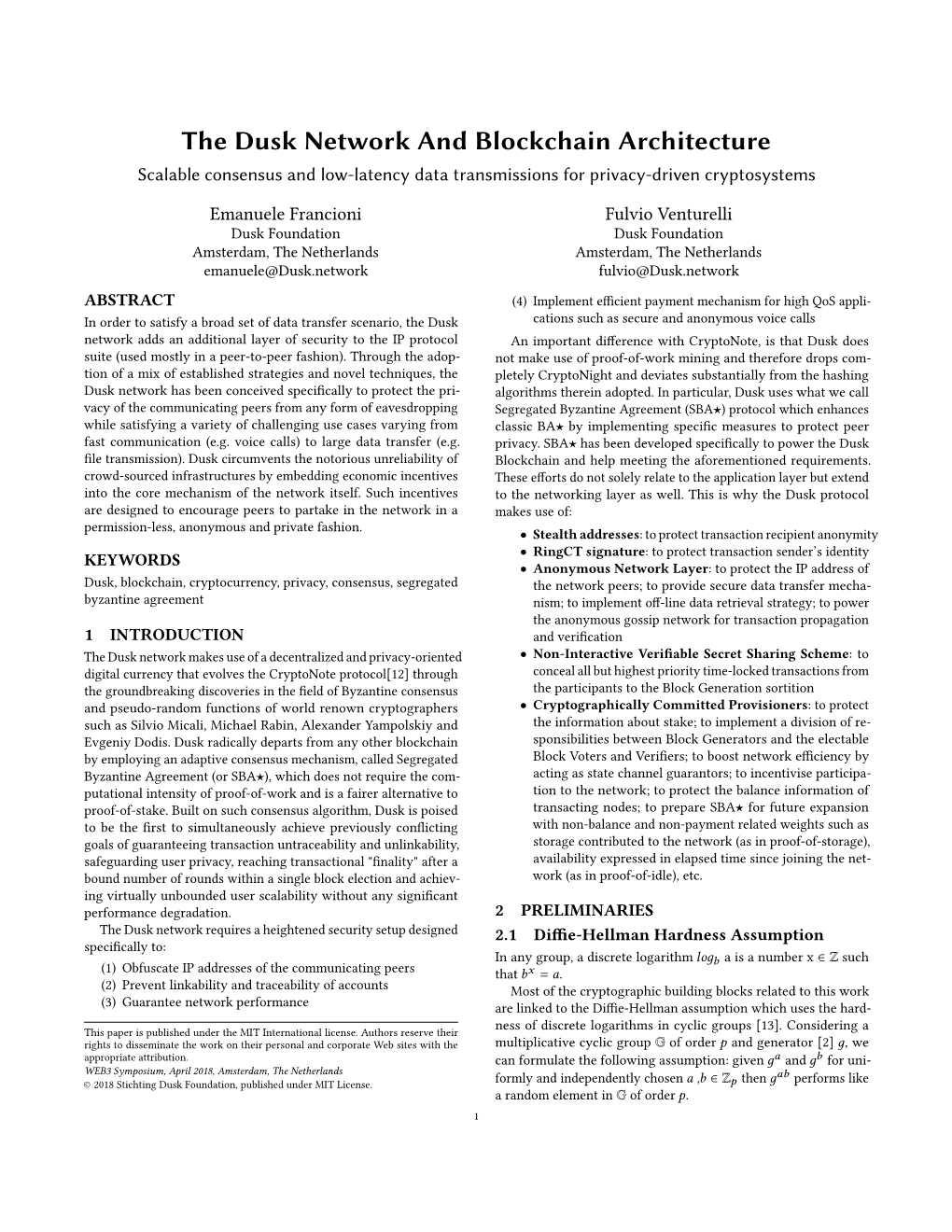 The Dusk Network and Blockchain Architecture Scalable Consensus and Low-Latency Data Transmissions for Privacy-Driven Cryptosystems