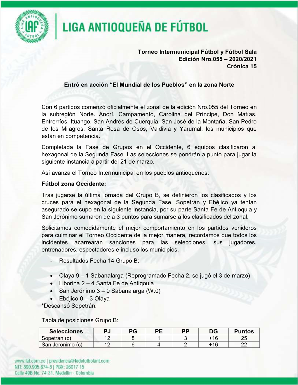 Torneo Intermunicipal Fútbol Y Fútbol Sala Edición Nro.055 – 2020/2021 Crónica 15