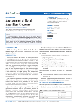 Measurement of Nasal Mucociliary Clearance