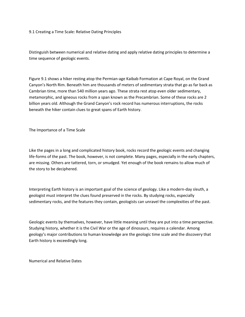 9.1 Creating a Time Scale: Relative Dating Principles