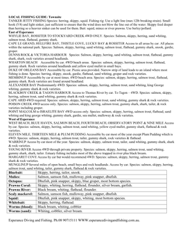 LOCAL FISHING GUIDE: Townsite TANKER JETTY FISHING Species: Herring, Skippy, Squid