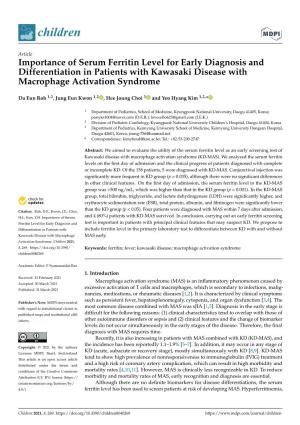 Importance of Serum Ferritin Level for Early Diagnosis and Differentiation in Patients with Kawasaki Disease with Macrophage Activation Syndrome