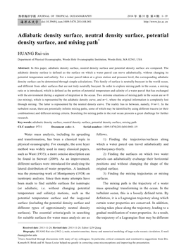 Adiabatic Density Surface, Neutral Density Surface, Potential Density Surface, and Mixing Path*