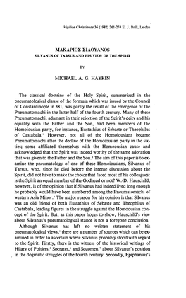 Makapioσ Σioyanos Silvanus of Tarsus and His View of The